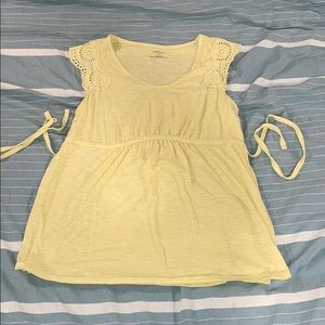 Maternity tank with crochet accent and tie waist